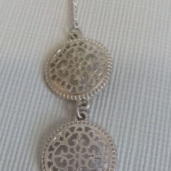 Silver Tone & Gold Filigree Circle Cutout Charms Adjustable Lightweight Bracelet - Picture 5 of 11